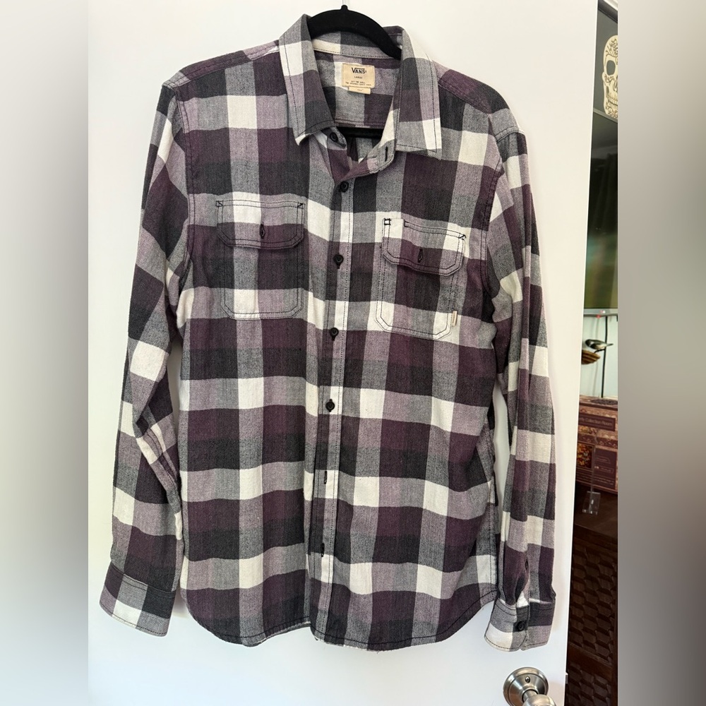 Vans purple and White Casual Button Down Shirt